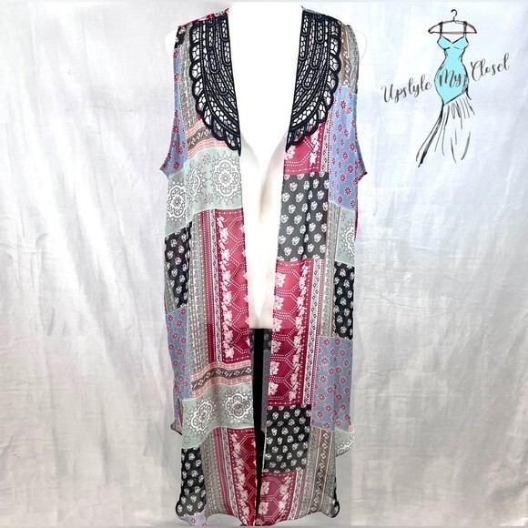 Cato boho patchwork maxi kimono duster size large - Picture 1 of 4